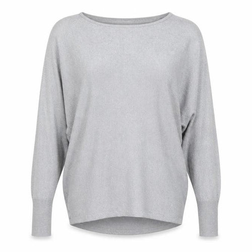 Apricot Women’s Grey Metallic Knit Boat Neck Pullover Jumper Size 8
