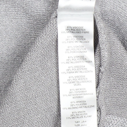 Apricot Women’s Grey Metallic Knit Boat Neck Pullover Jumper Size 8
