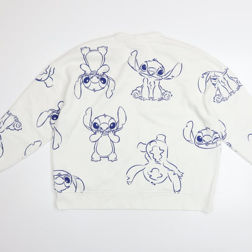 Disney Women’s White Stitch Sweatshirt Size L 14/16 Pullover Cotton Blend