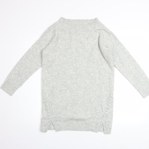 Miss Selfridge Petites Grey Knit Crew Neck Long Sleeve Jumper UK 10