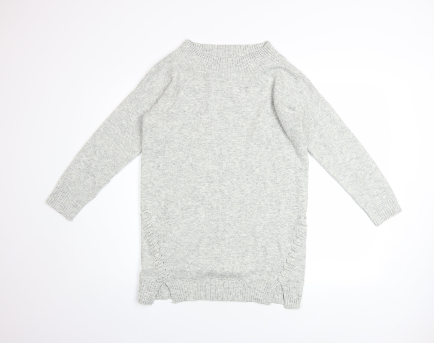 Miss Selfridge Petites Grey Knit Crew Neck Long Sleeve Jumper UK 10