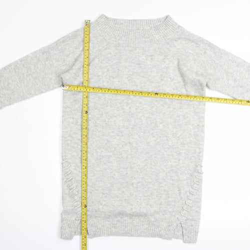 Miss Selfridge Petites Grey Knit Crew Neck Long Sleeve Jumper UK 10