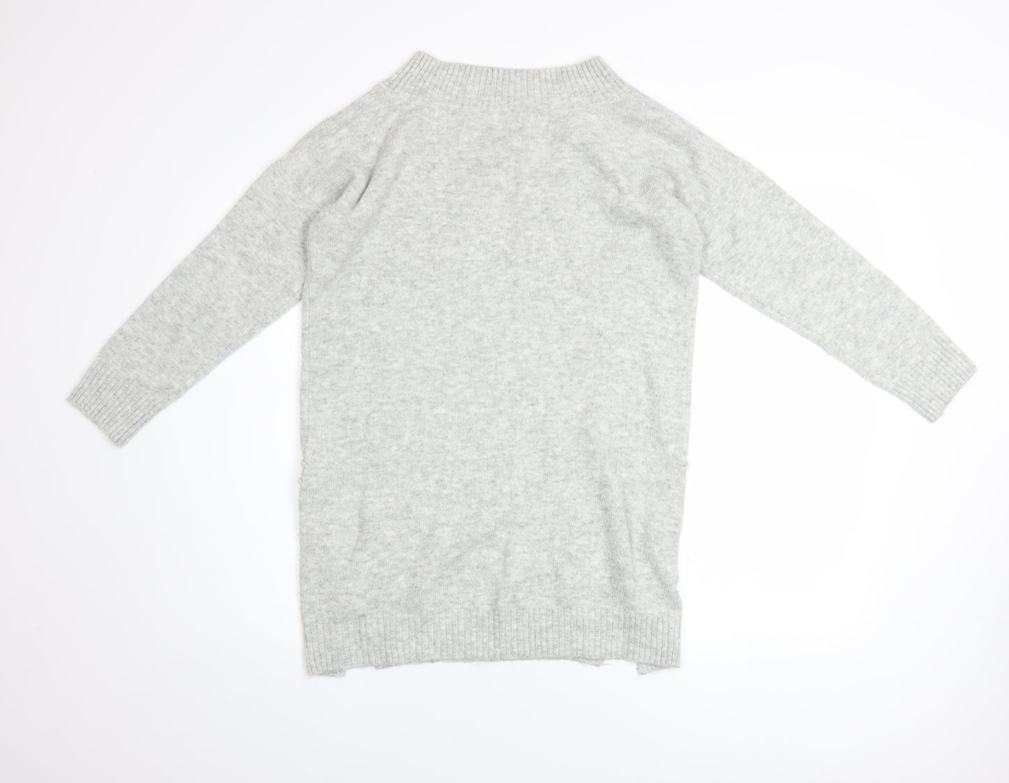 Miss Selfridge Petites Grey Knit Crew Neck Long Sleeve Jumper UK 10