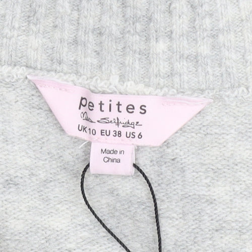 Miss Selfridge Petites Grey Knit Crew Neck Long Sleeve Jumper UK 10