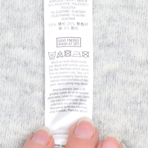 Miss Selfridge Petites Grey Knit Crew Neck Long Sleeve Jumper UK 10