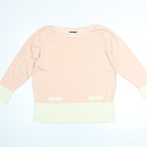 Roman Women’s Pink Boat Neck Long Sleeve Knit Jumper Size 18