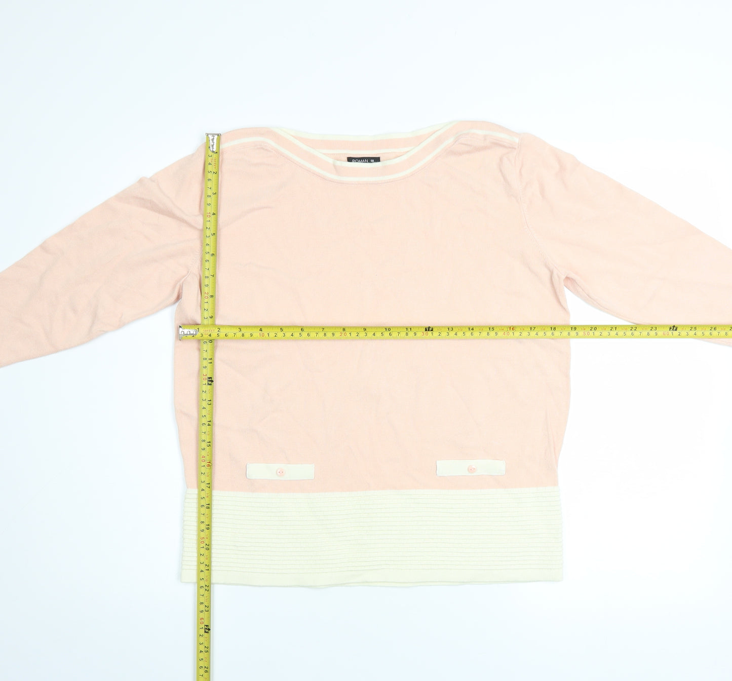 Roman Women’s Pink Boat Neck Long Sleeve Knit Jumper Size 18