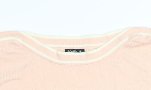 Roman Women’s Pink Boat Neck Long Sleeve Knit Jumper Size 18