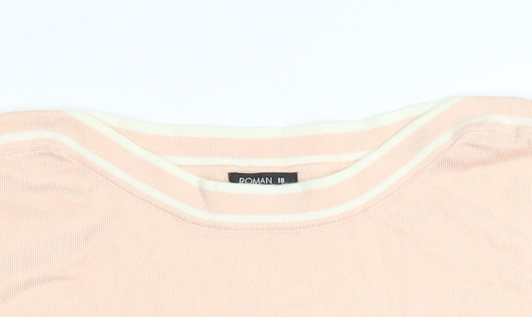 Roman Women’s Pink Boat Neck Long Sleeve Knit Jumper Size 18