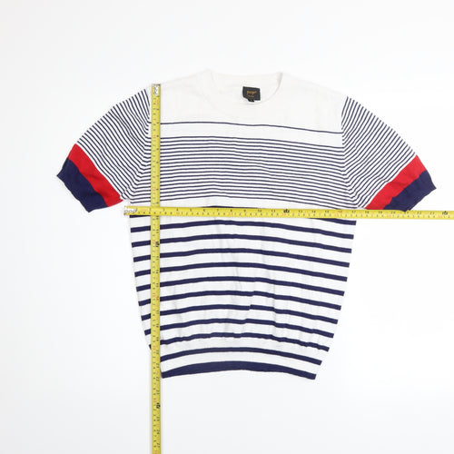 Pop England Womens Multicoloured Striped Knit Short Sleeve Top Size 4