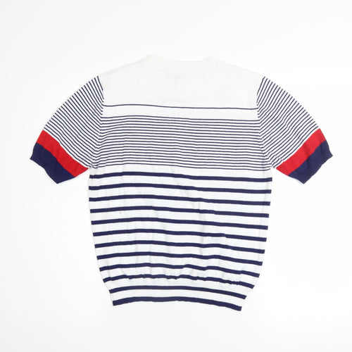 Pop England Womens Multicoloured Striped Knit Short Sleeve Top Size 4