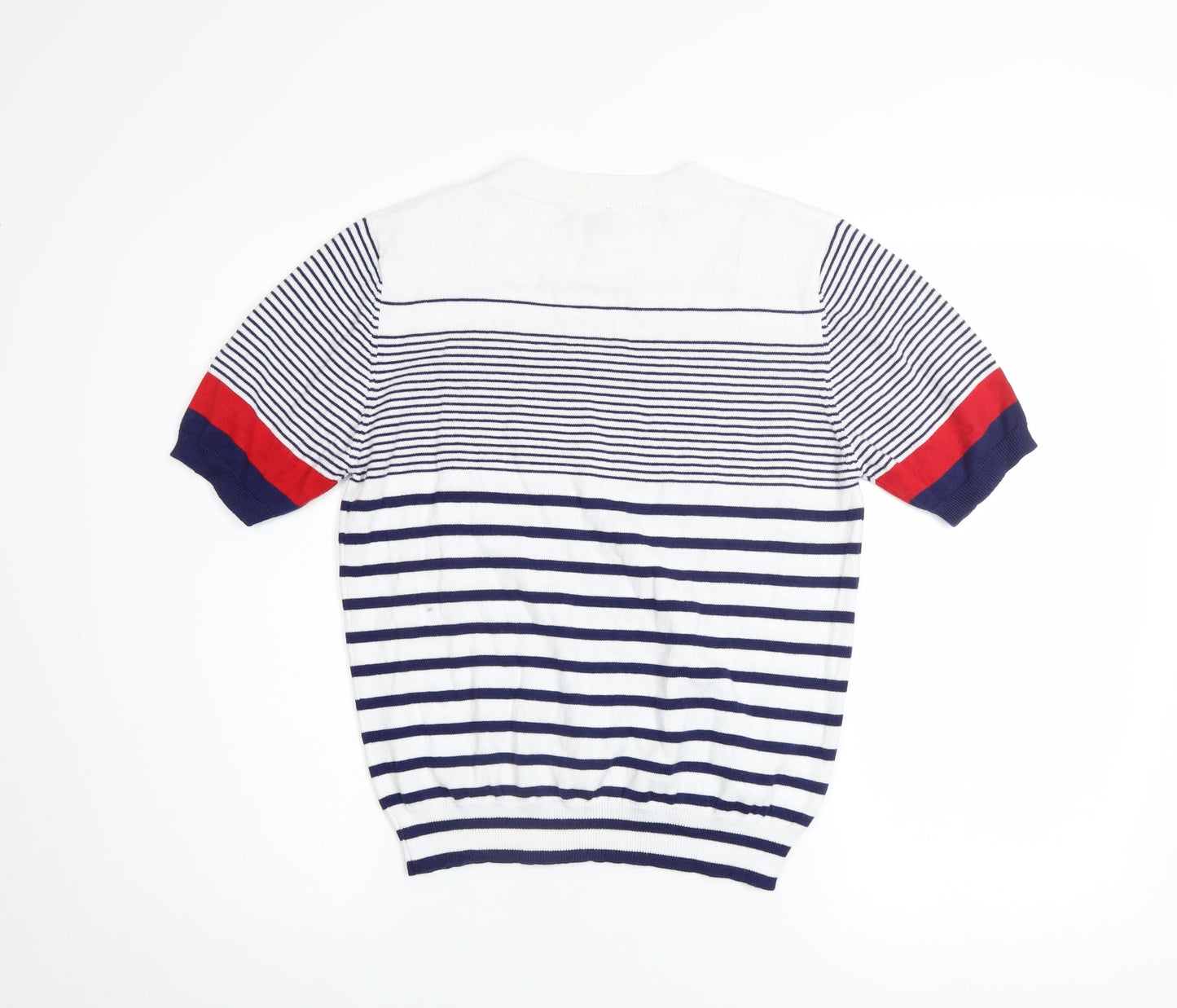 Pop England Womens Multicoloured Striped Knit Short Sleeve Top Size 4