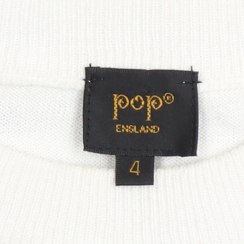 Pop England Womens Multicoloured Striped Knit Short Sleeve Top Size 4
