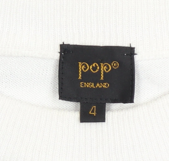 Pop England Womens Multicoloured Striped Knit Short Sleeve Top Size 4