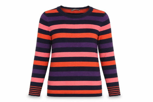 Front view of Oasis Women’s Multicoloured Striped Cotton Blend Jumper, size M