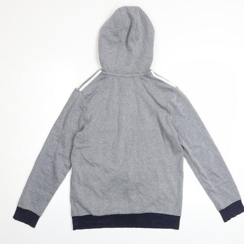 Adidas Boys Grey Half Zip Hoodie 13-14 Years Cotton Blend Hooded Sweatshirt