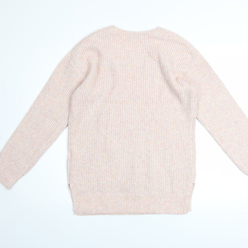 Marks and Spencer Women's Beige V-Neck Knit Jumper Size S