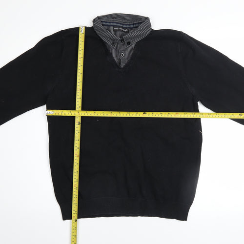 Marks and Spencer Men's Black V-Neck Pullover Jumper Medium