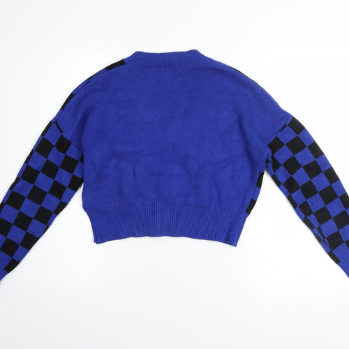 QED London Women’s Blue Check Knit Cardigan Size S V-Neck