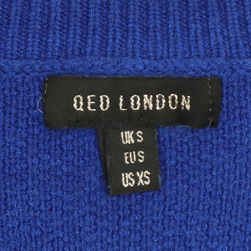 QED London Women’s Blue Check Knit Cardigan Size S V-Neck