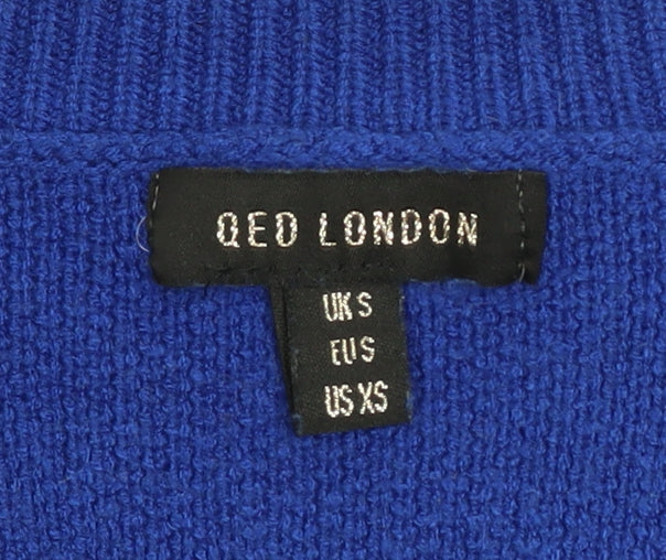 QED London Women’s Blue Check Knit Cardigan Size S V-Neck
