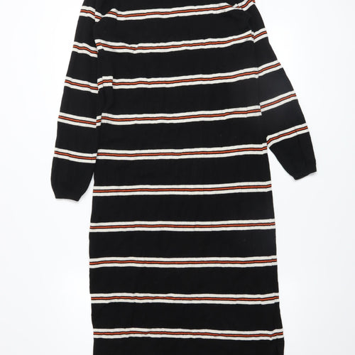 People Tree Women’s Black Striped Jumper Dress Size 10 Organic Cotton