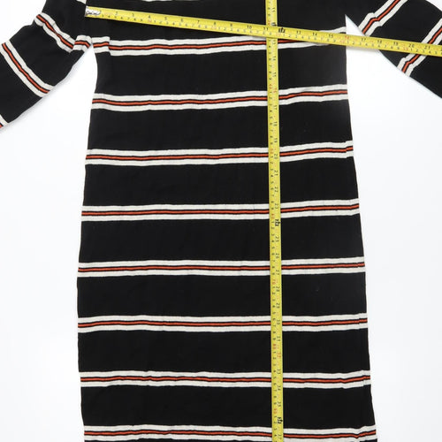 People Tree Women’s Black Striped Jumper Dress Size 10 Organic Cotton