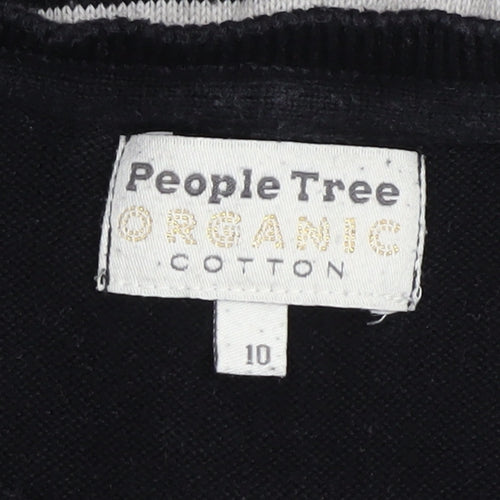 People Tree Women’s Black Striped Jumper Dress Size 10 Organic Cotton