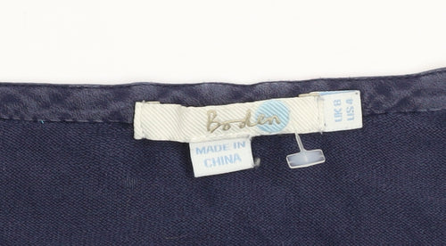 Boden Women Blue Silk Cotton Long Sleeve Round Neck Pullover Jumper UK 8