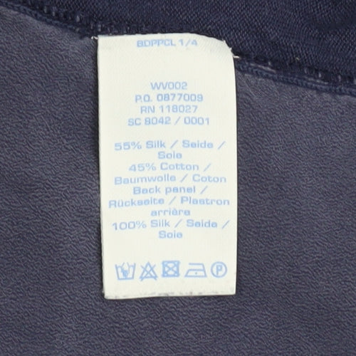 Boden Women Blue Silk Cotton Long Sleeve Round Neck Pullover Jumper UK 8