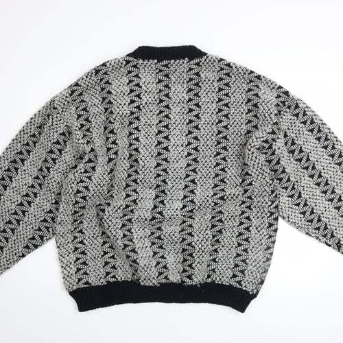 Zeak Classic Men's Black Grey Patterned Cardigan XL Acrylic Knit