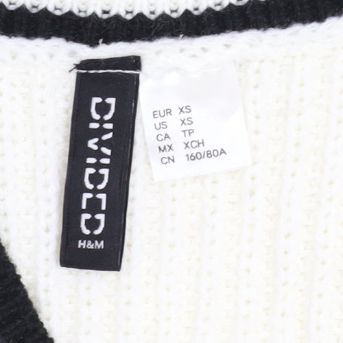 H&M Women Ivory V-Neck Sleeveless Knit Jumper Vest XS