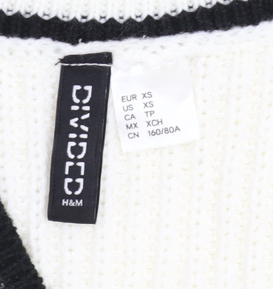 H&M Women Ivory V-Neck Sleeveless Knit Jumper Vest XS