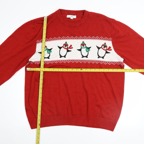 Marks and Spencer Men’s Red XL Christmas Penguin Jumper