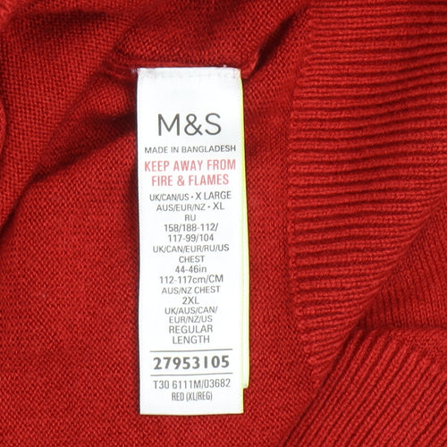 Marks and Spencer Men’s Red XL Christmas Penguin Jumper