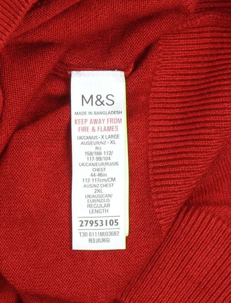 Marks and Spencer Men’s Red XL Christmas Penguin Jumper