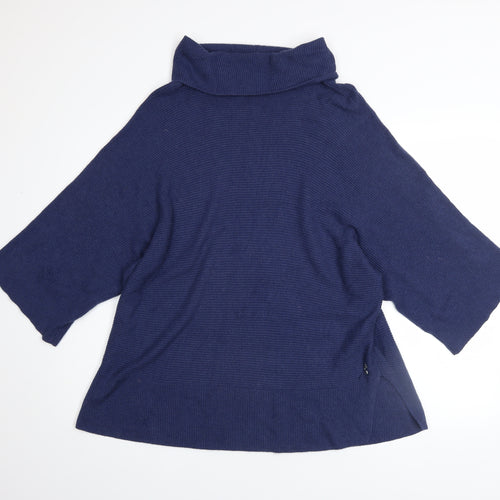 Joules Women’s Blue Roll Neck Knit Jumper Size 14 3/4 Sleeve