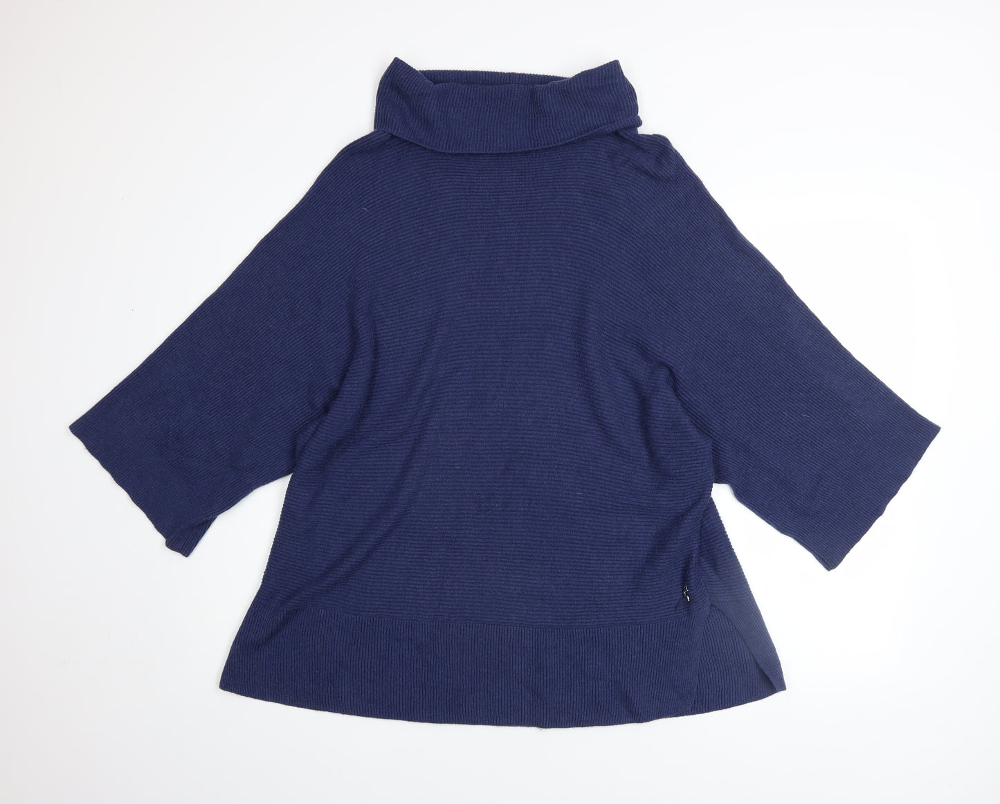 Joules Women’s Blue Roll Neck Knit Jumper Size 14 3/4 Sleeve