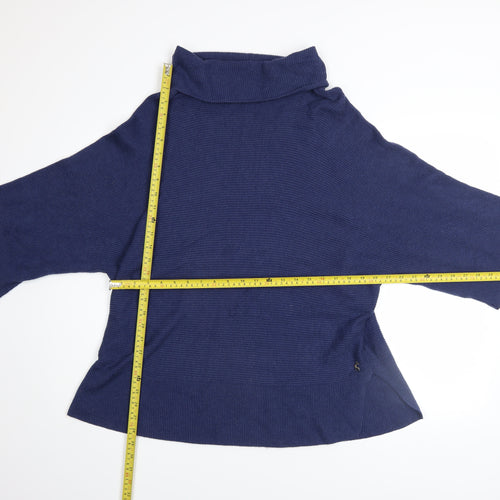 Joules Women’s Blue Roll Neck Knit Jumper Size 14 3/4 Sleeve