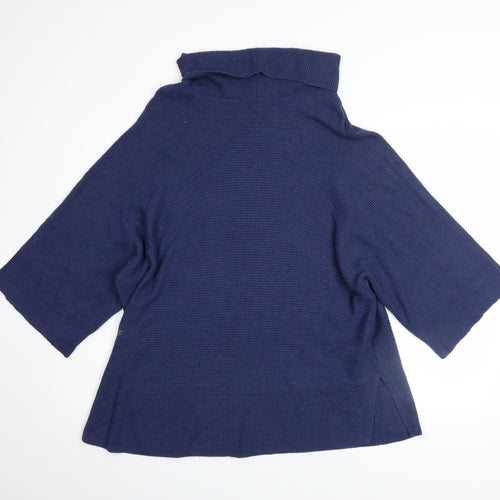 Joules Women’s Blue Roll Neck Knit Jumper Size 14 3/4 Sleeve
