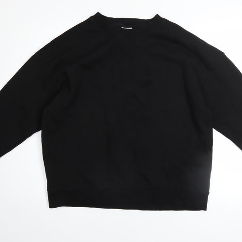 Pull&Bear Womens Black Cotton Crew Neck Pullover Sweatshirt M