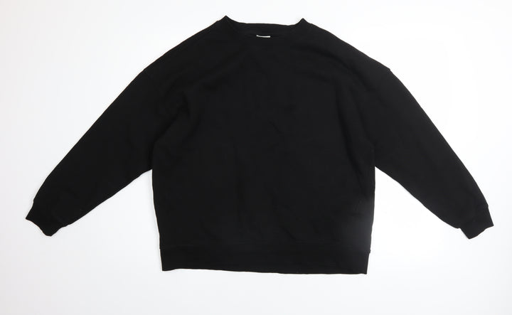 Pull&Bear Womens Black Cotton Crew Neck Pullover Sweatshirt M