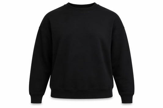 Front view of Pull&Bear women’s black cotton crew neck pullover sweatshirt m