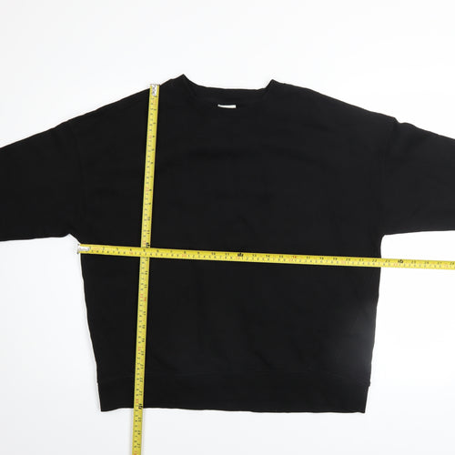 Pull&Bear Womens Black Cotton Crew Neck Pullover Sweatshirt M