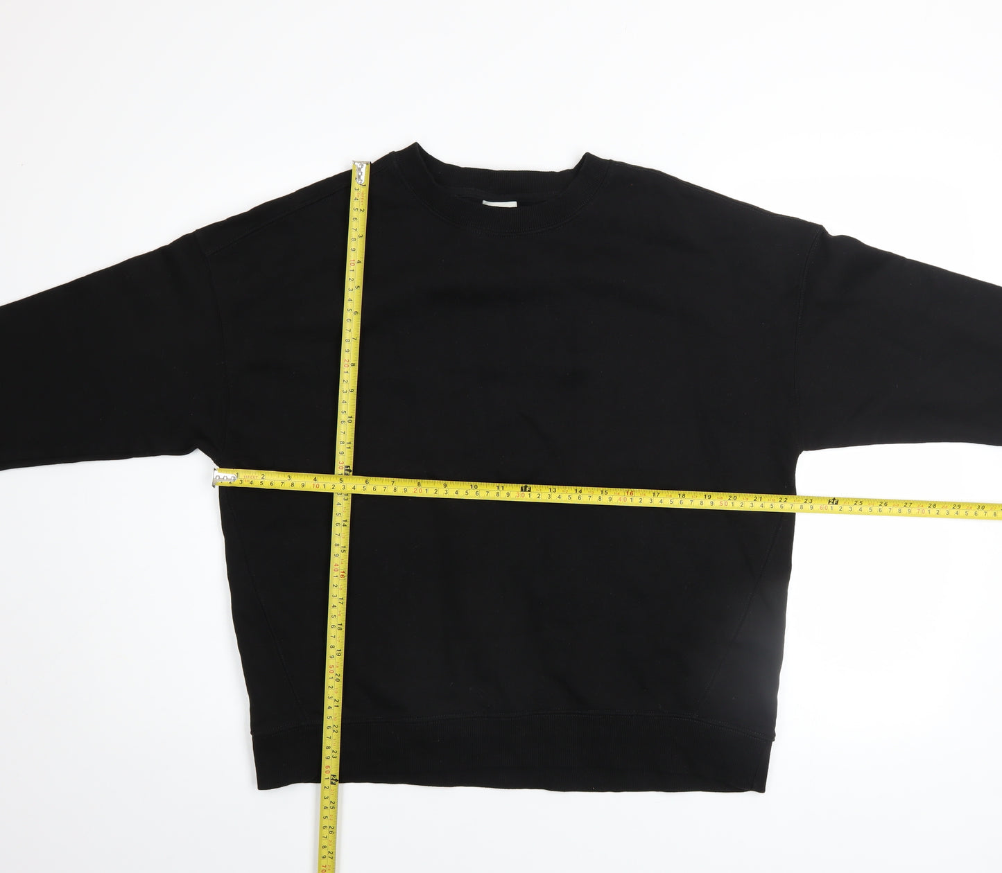 Pull&Bear Womens Black Cotton Crew Neck Pullover Sweatshirt M