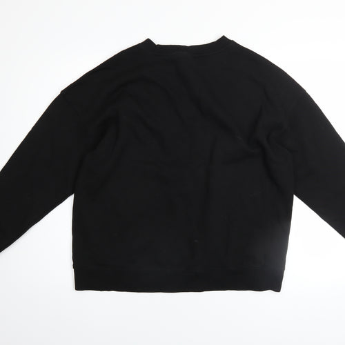 Pull&Bear Womens Black Cotton Crew Neck Pullover Sweatshirt M