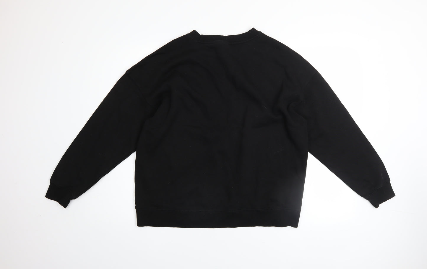 Pull&Bear Womens Black Cotton Crew Neck Pullover Sweatshirt M