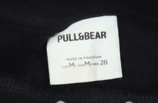 Pull&Bear Womens Black Cotton Crew Neck Pullover Sweatshirt M