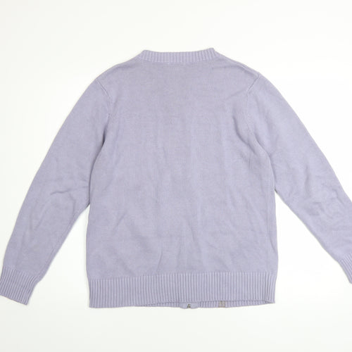 Damart Women's Blue Cotton Zip Knit Jacket Size 14/16