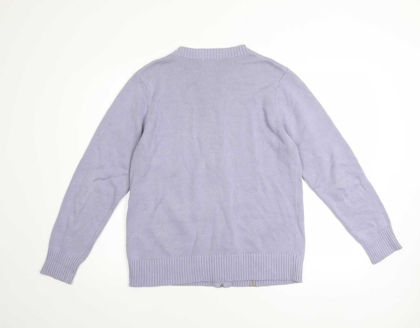 Damart Women's Blue Cotton Zip Knit Jacket Size 14/16